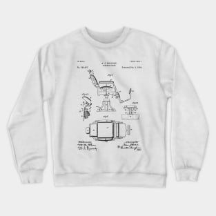 Barbers Chair Patent - Barber Art - Black And White Crewneck Sweatshirt